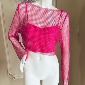 Sincerely Jules  Glitter Crop Top Sparkle Mesh  XL